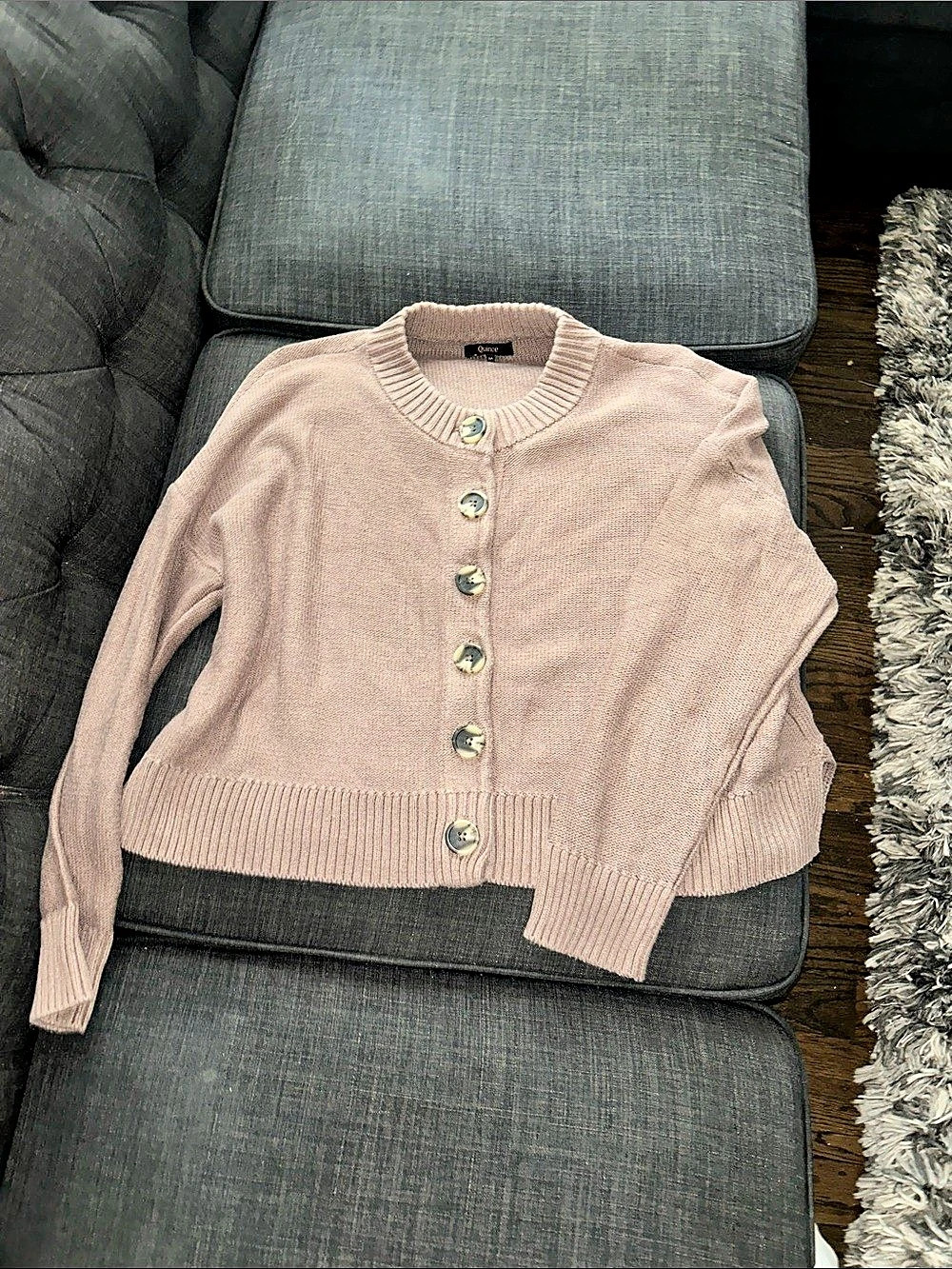 Quince 100% Organic Cotton Cardigan Beige Brown Medium